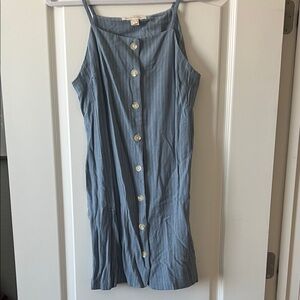 Striped Light Blue Button-Front Mini Dress